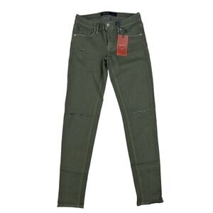 Just USA - Destroyed Ankle Length Skinny Jeans in Moss Green